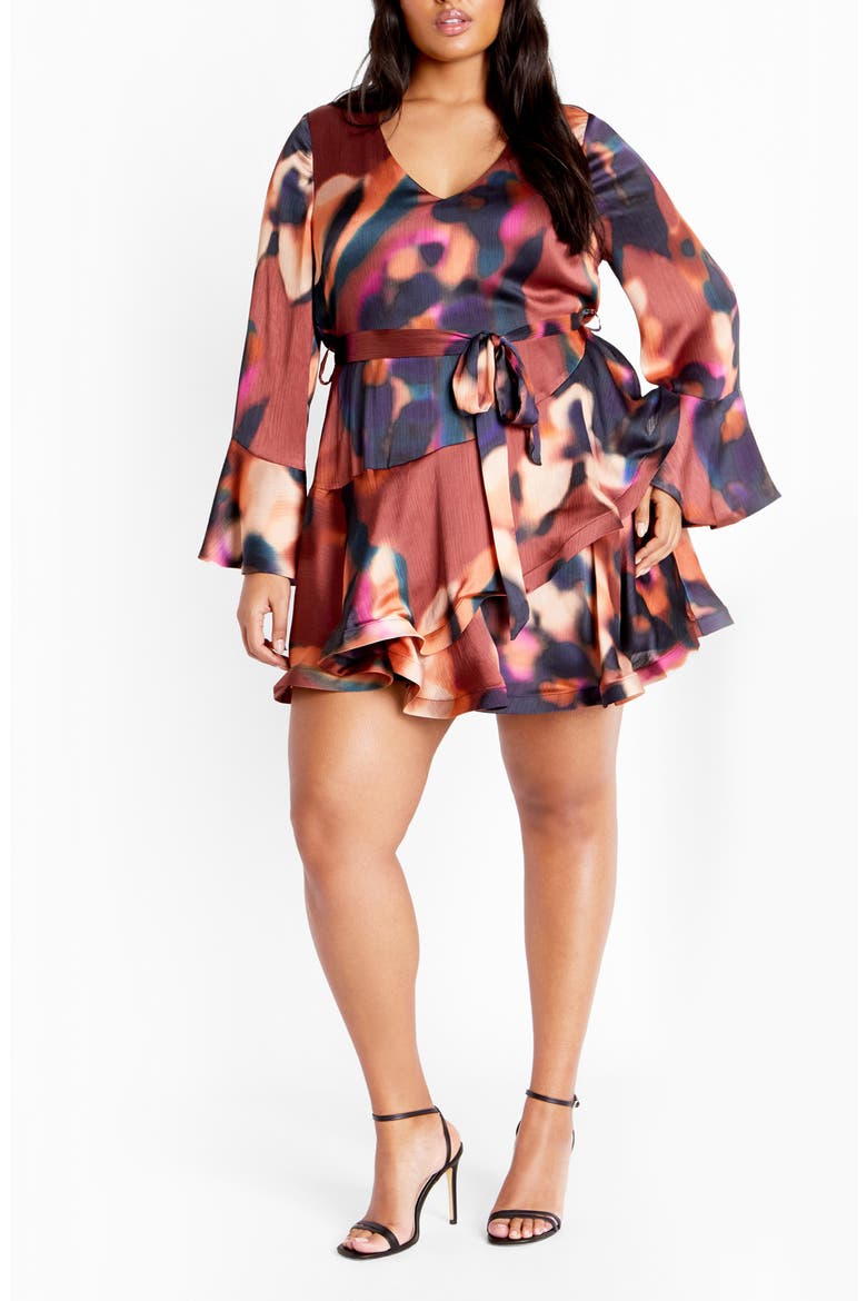 Cherrie Tie Belt Long Sleeve Satin Minidress