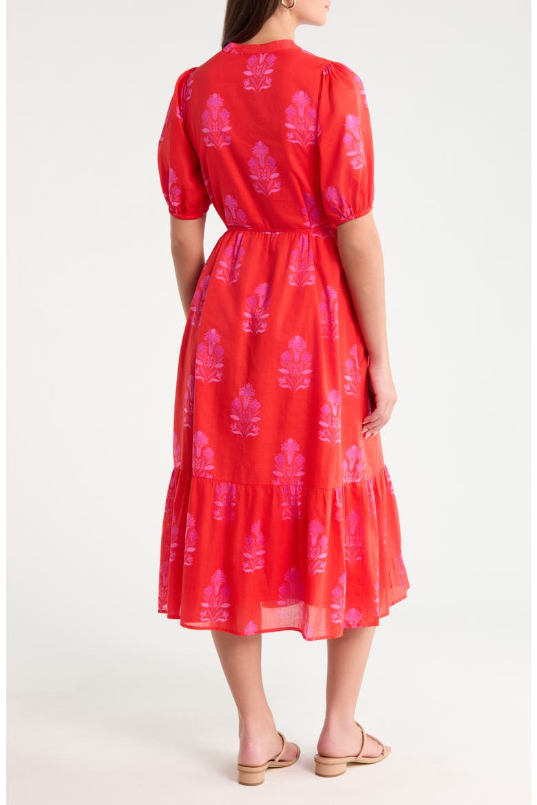 Floral Beth Button-Up Cotton Midi Dress