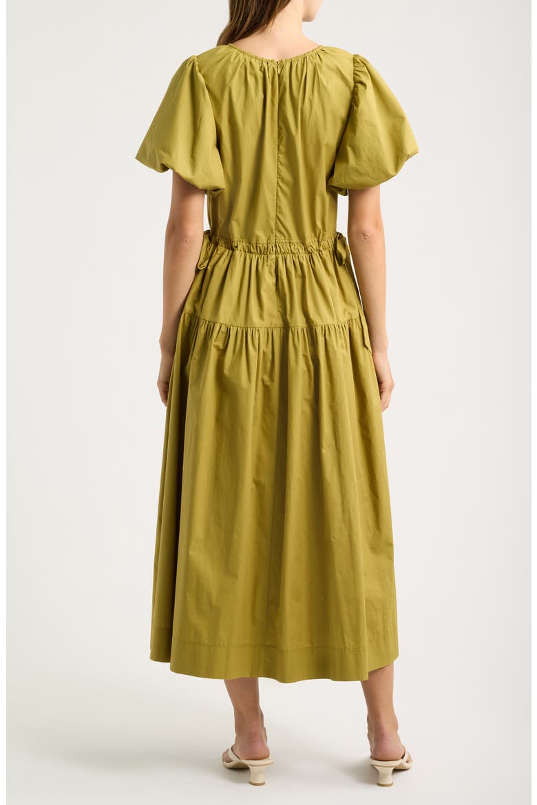 Smocked Puff Sleeve Midi Dress
