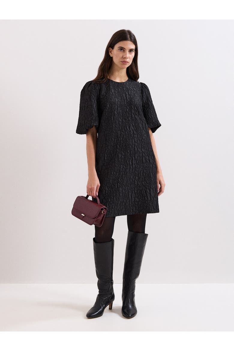 Jacquard Round Neck Mini Dress