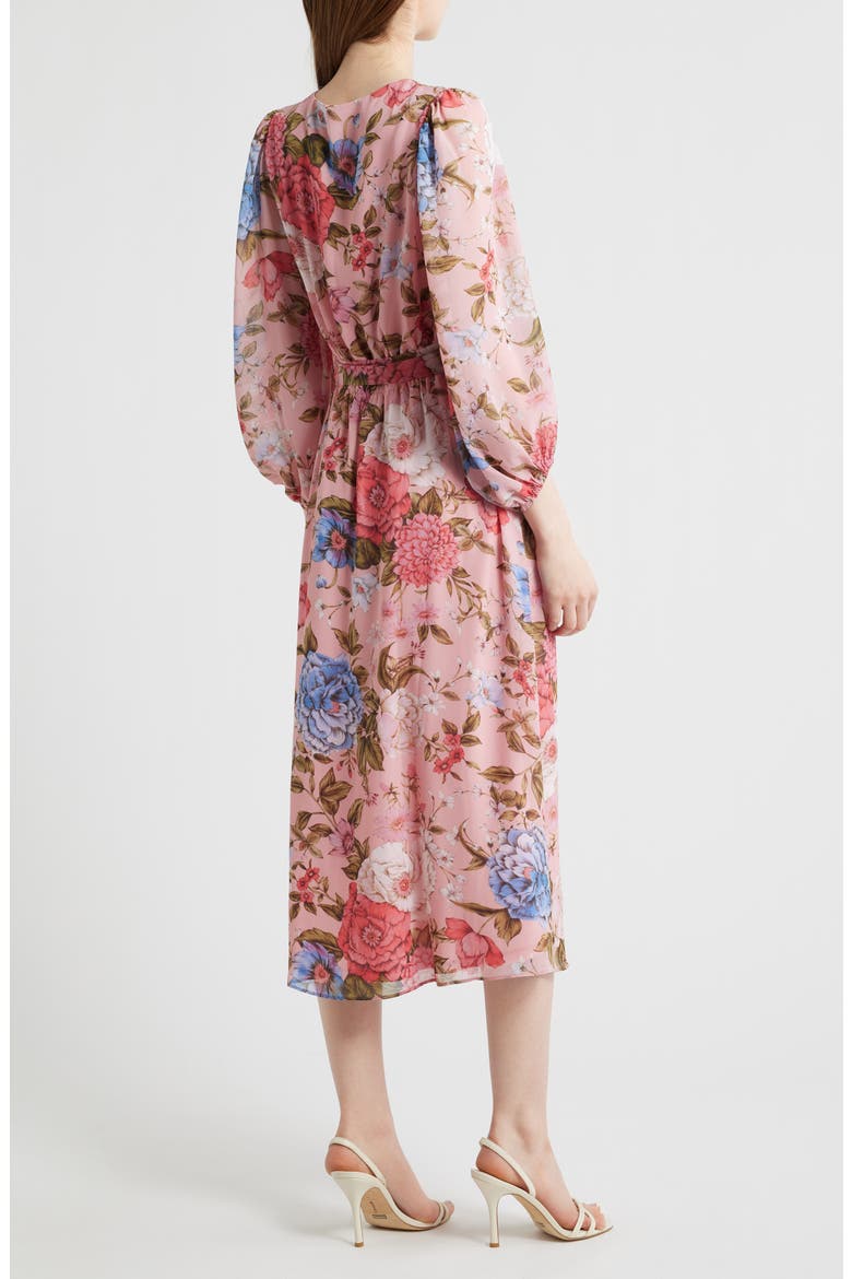 Floral Print Tie Waist Midi Dress