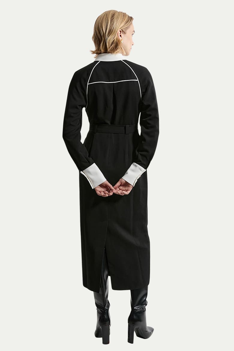 Petite Contrast Collar Midi Dress
