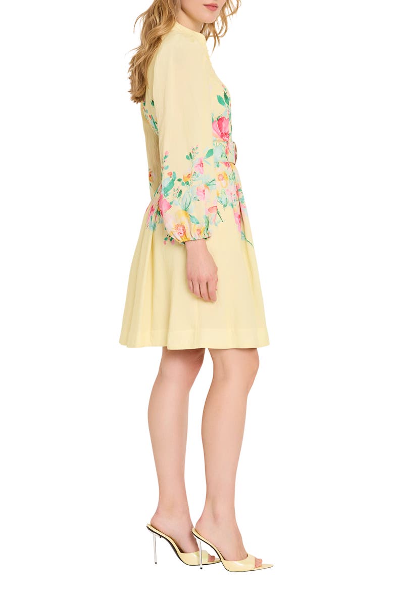 Floral Print Button Front Long Sleeve Dress