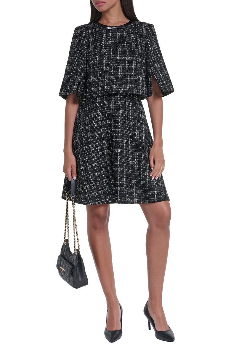 Sequin Plaid Tweed Dress