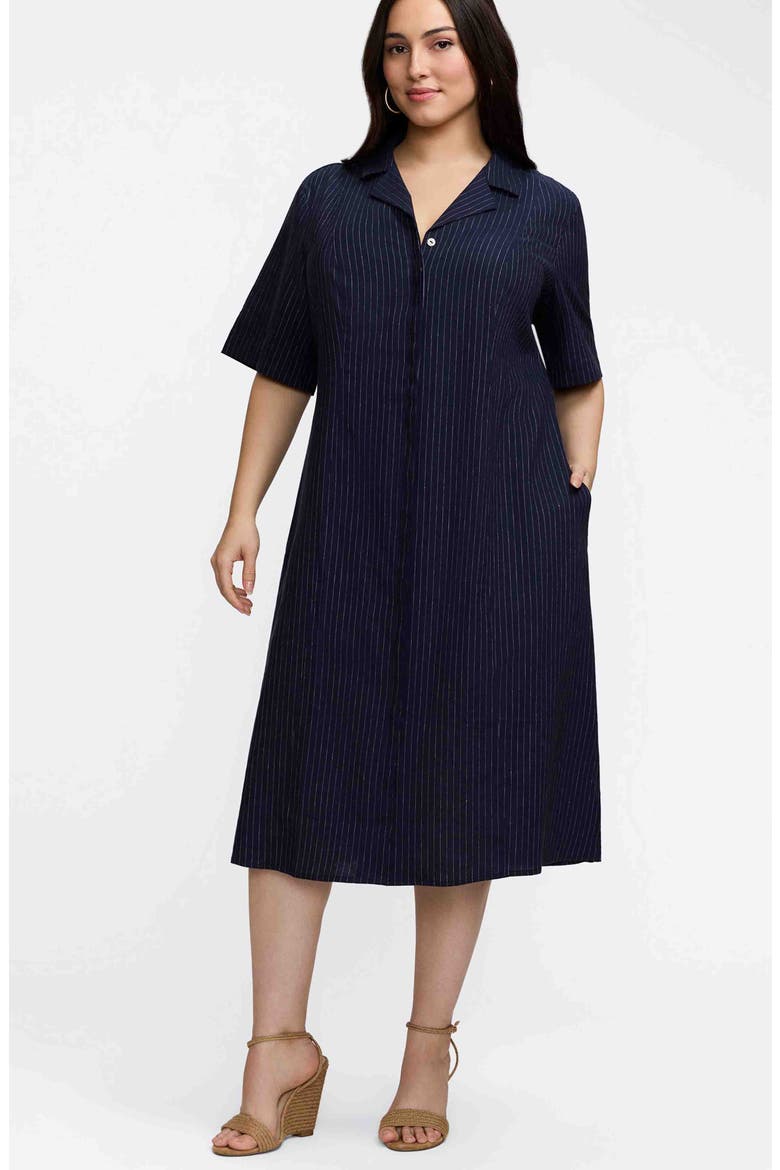 Aniston Stripe Linen Blend Shirtdress