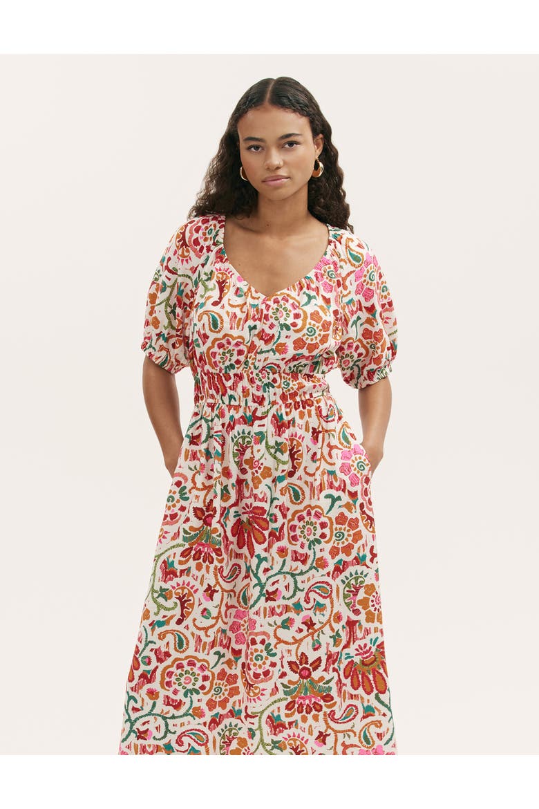 Estee Floral Crepe Midi Smock Dress