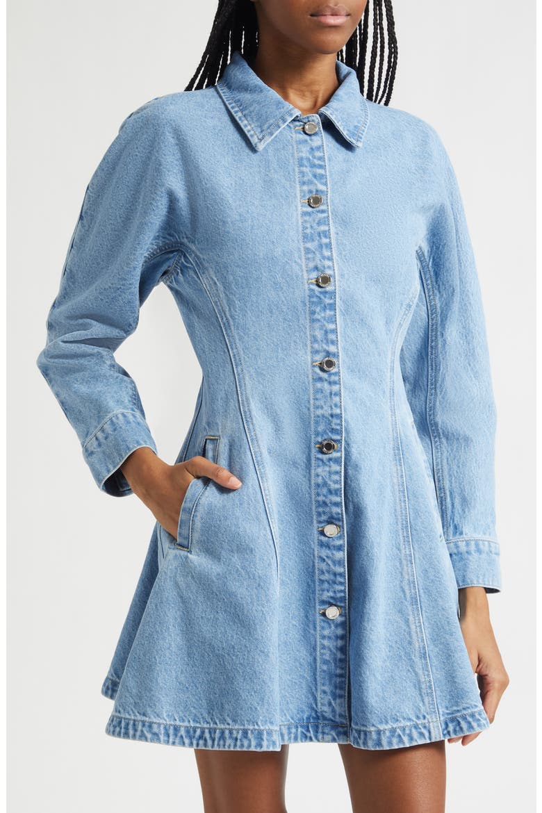 Collared Long Sleeve Denim Minidress