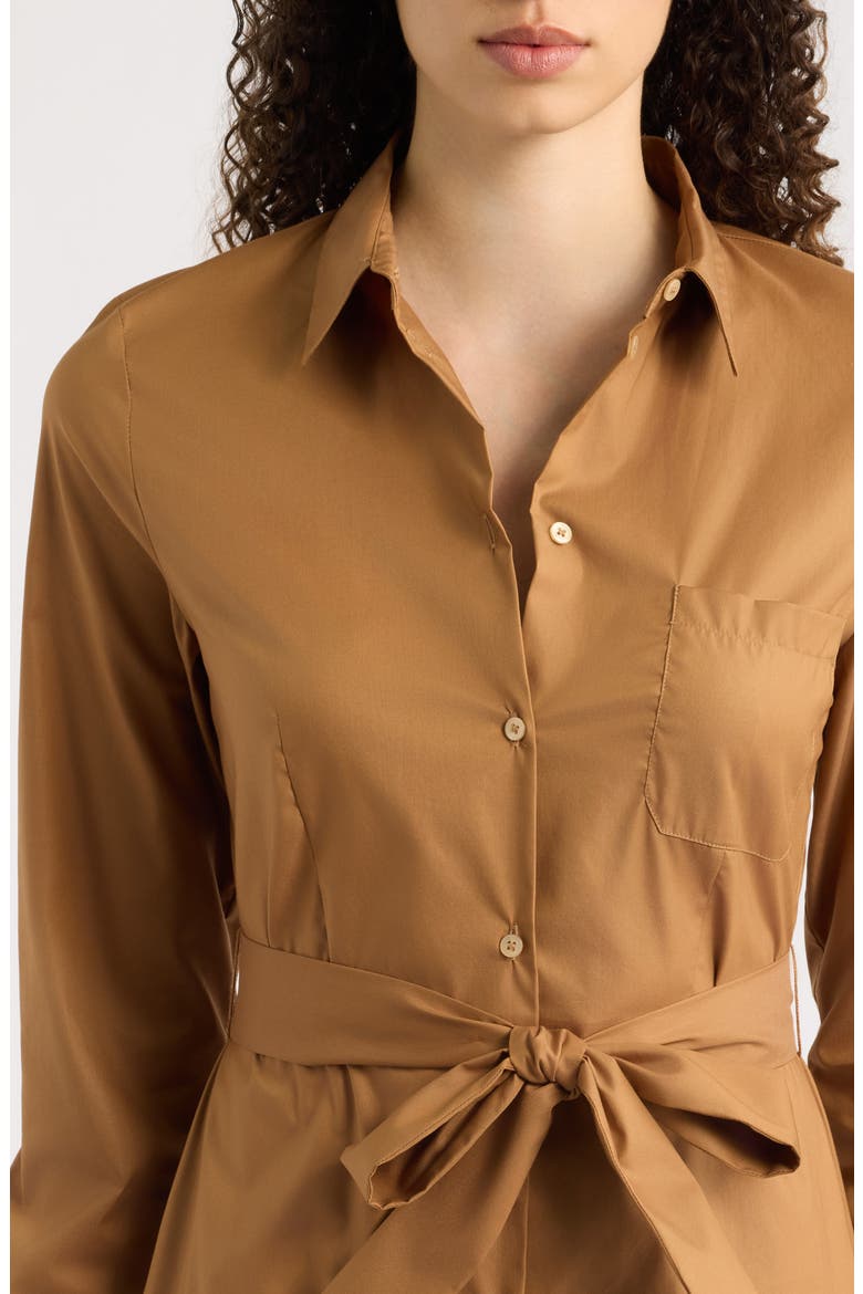 Long Sleeve Belted Midi Shirtdress