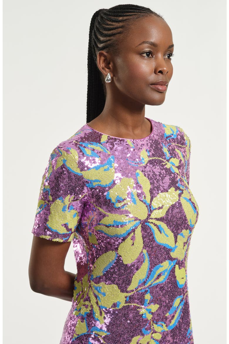 Sequin Floral Shift Minidress