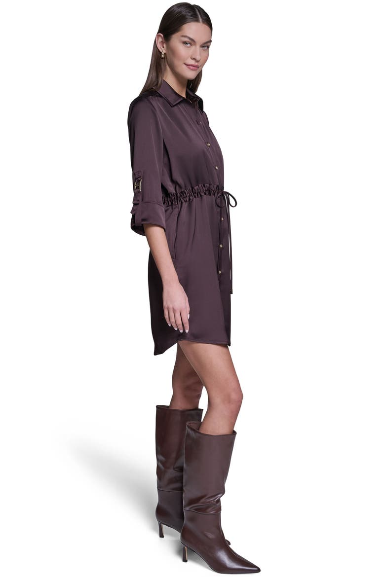 3/4 Sleeve Satin Shirt Dress
