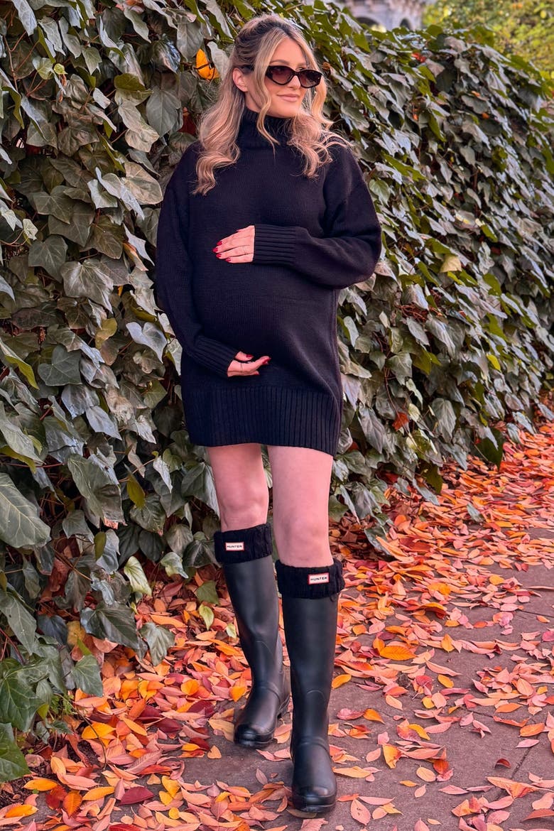 Turtle Neck Mini Sweater Dress