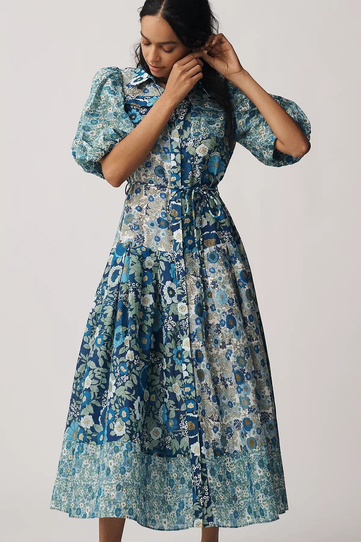 ALÉMAIS Sacha Puff-Sleeve Midi Shirt Dress - Image 3