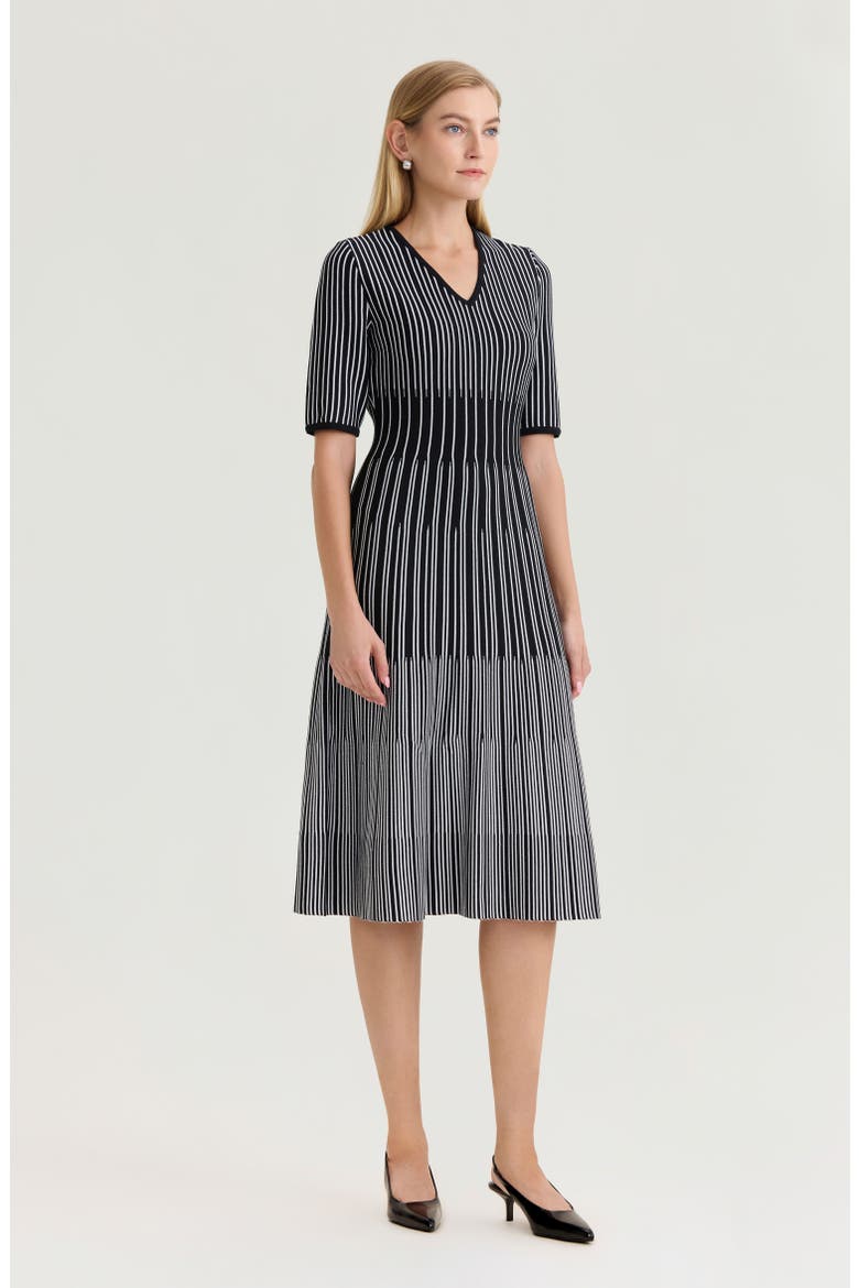 Fit-N-Flare Linear Soft Knit Midi Dress