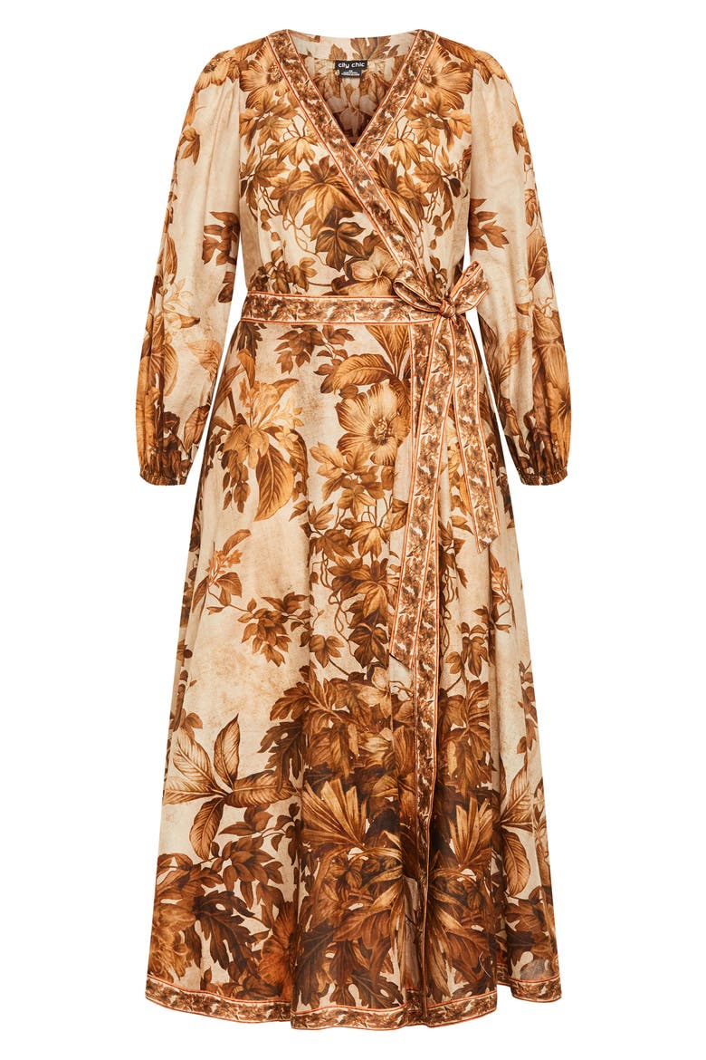 The Maddie Print Long Sleeve Wrap Maxi Dress