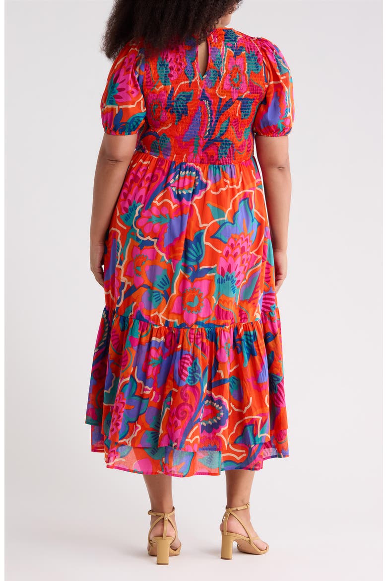 Kahlia Tropics Aruba Smocked Midi Dress
