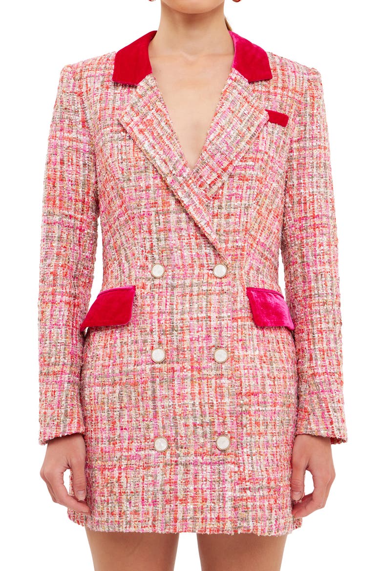 Premium Tweed Long Sleeve Blazer Minidress