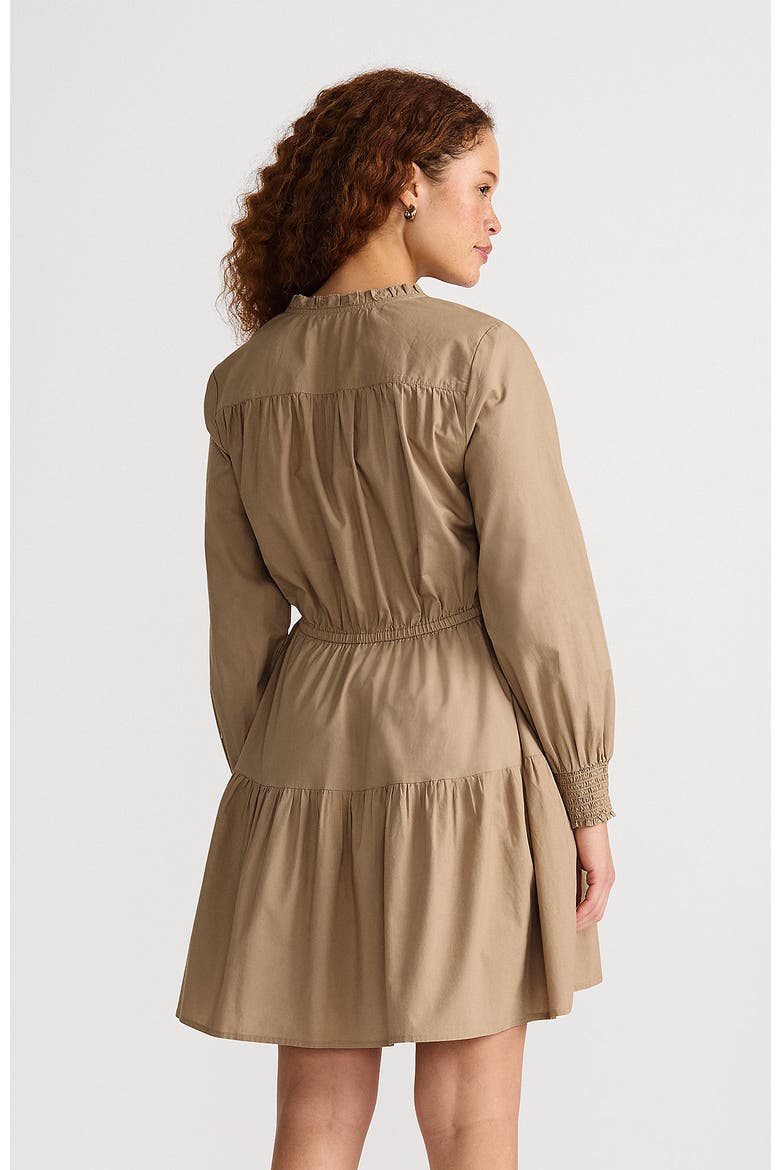 Long Sleeve Cotton Poplin Mini Popover Dress
