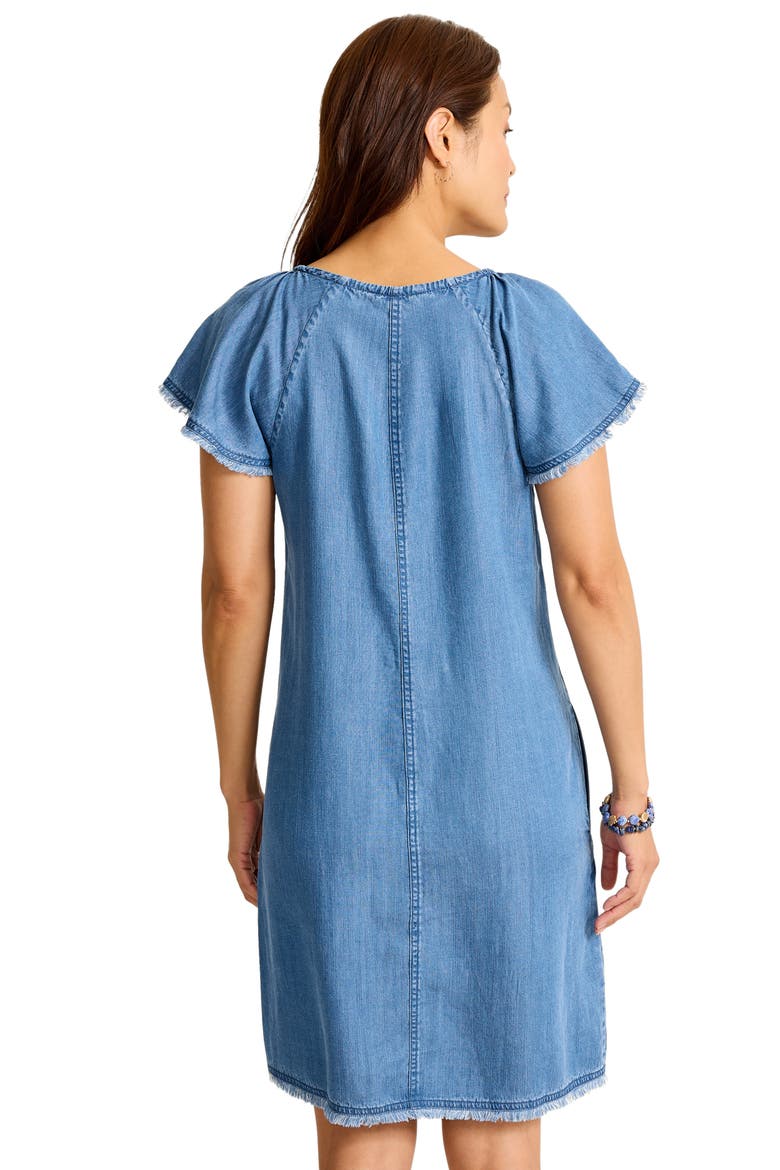 Flutter Sleeve Fray Chambray Minidress