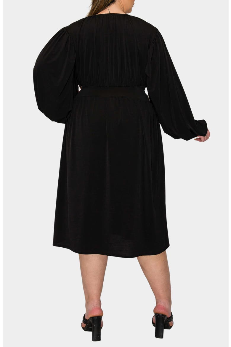 Audrey Gathered Long Sleeve Midi Dress