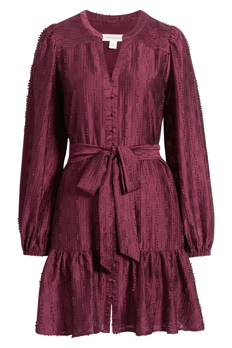 Textured Button Front Minidress