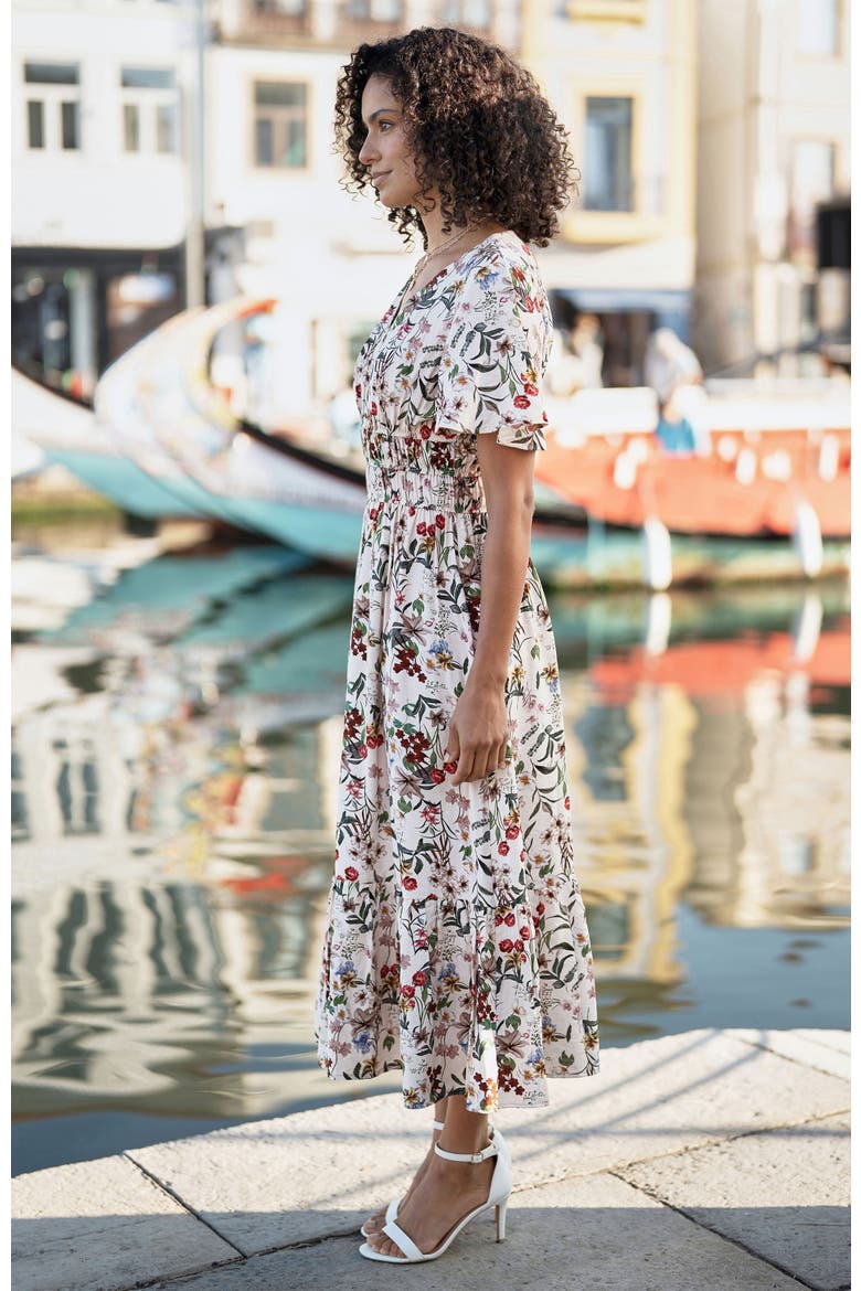 Botanical Print Midi Dress
