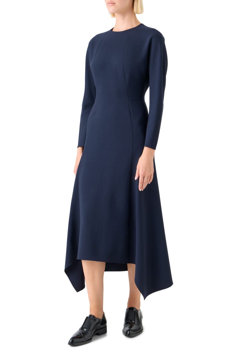 Long Sleeve Wool Blend Midi Dress