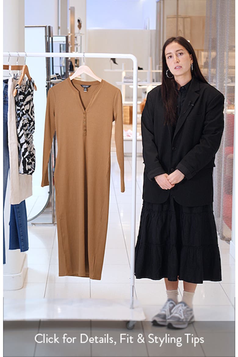 Long Sleeve Henley Midi Dress