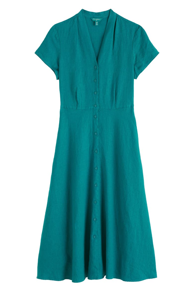 Carved Wood Linen Midi Dress