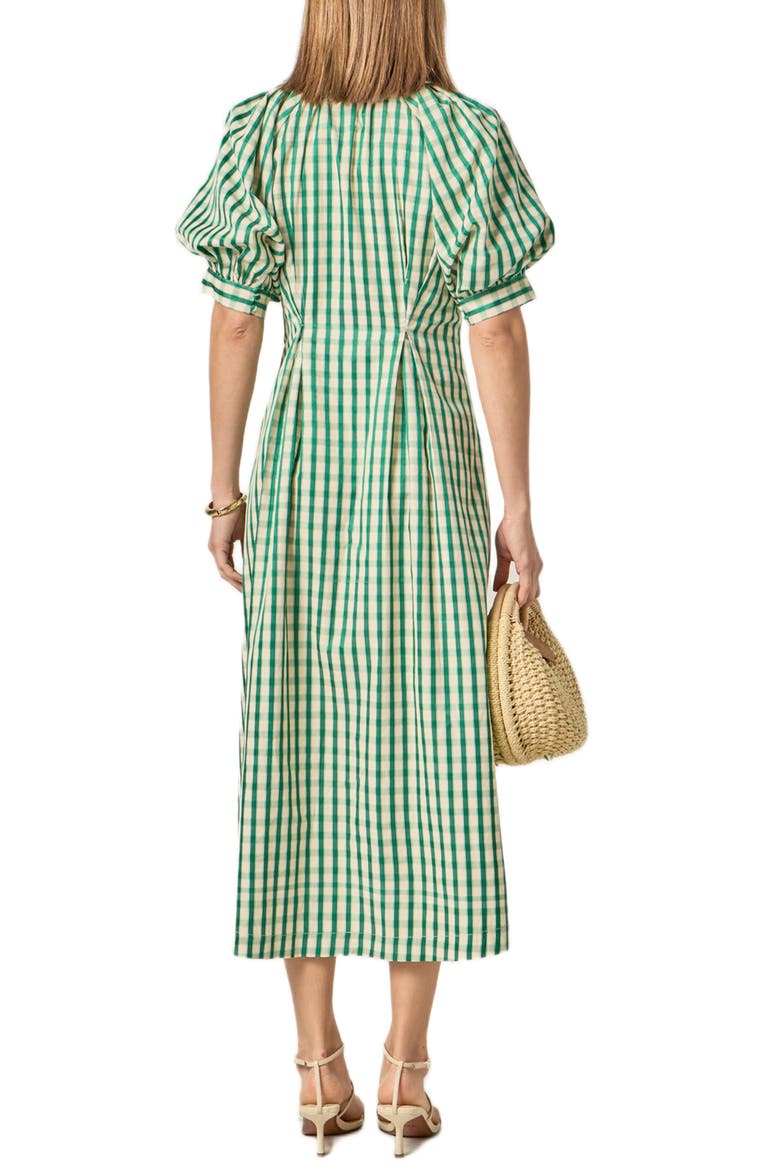 Gingham Puff Sleeve Midi Shirtdress