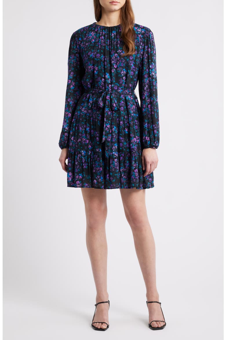 Floral Belted Tiered Minidress