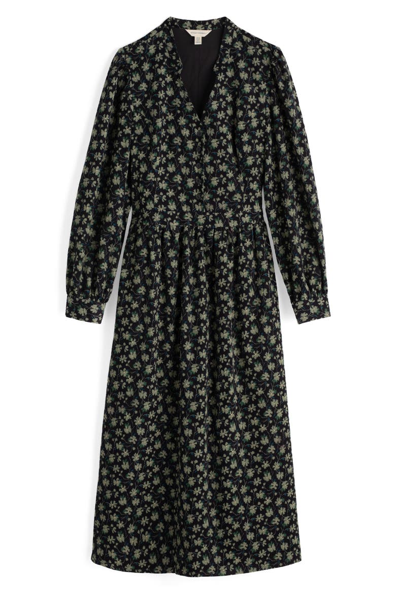 Rose Cottage Floral Long Sleeve Corduroy Midi Dress