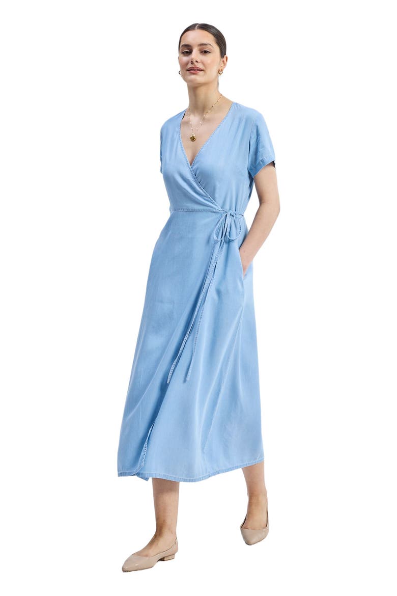 Maxi Wrap Dress in Light Blue