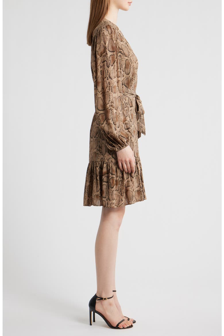 Samara Snakeskin Print Tie Waist Shirtdress
