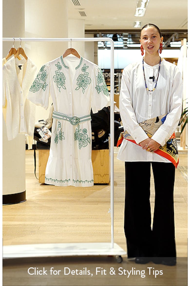Embroidered Short Sleeve Cotton Shirtdress