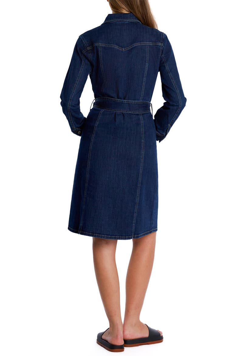 High Up Belted Denim Shirtdress