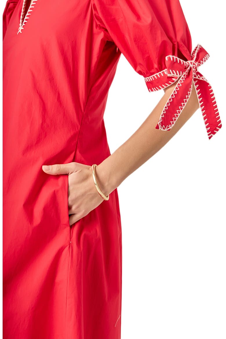 Contrast Stitch A-Line Midi Dress