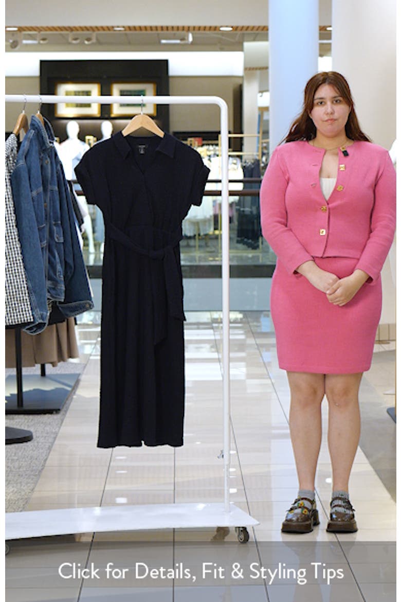 Tie Belt Textured Midi Dress