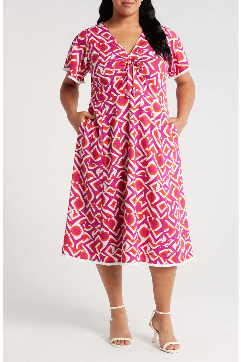 Geo Print Midi Dress