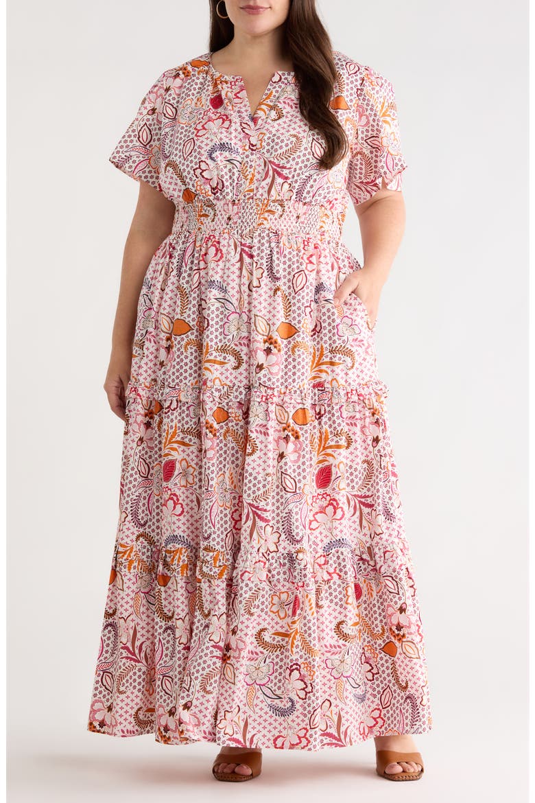 Hendry Floral Palmer Tiered Cotton Maxi Dress