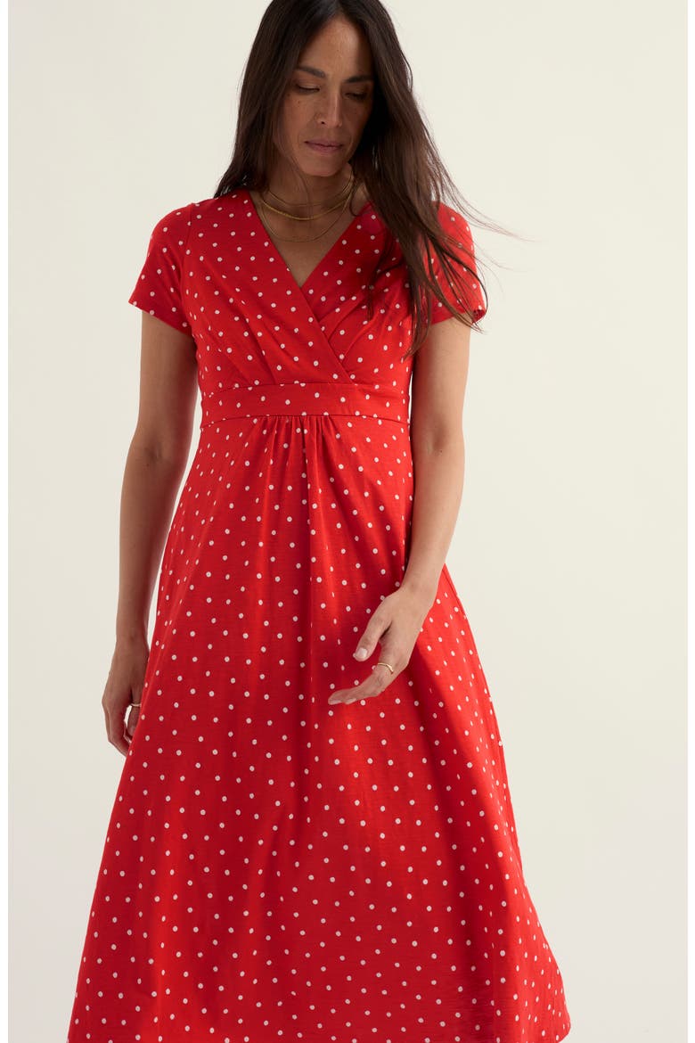 Chapelle Dot Print Organic Cotton Jersey Midi Dress