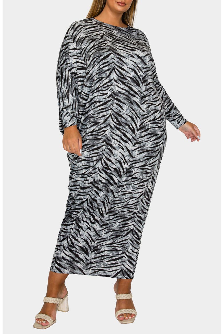 Mary J Asymmetric Long Sleeve Maxi Dress