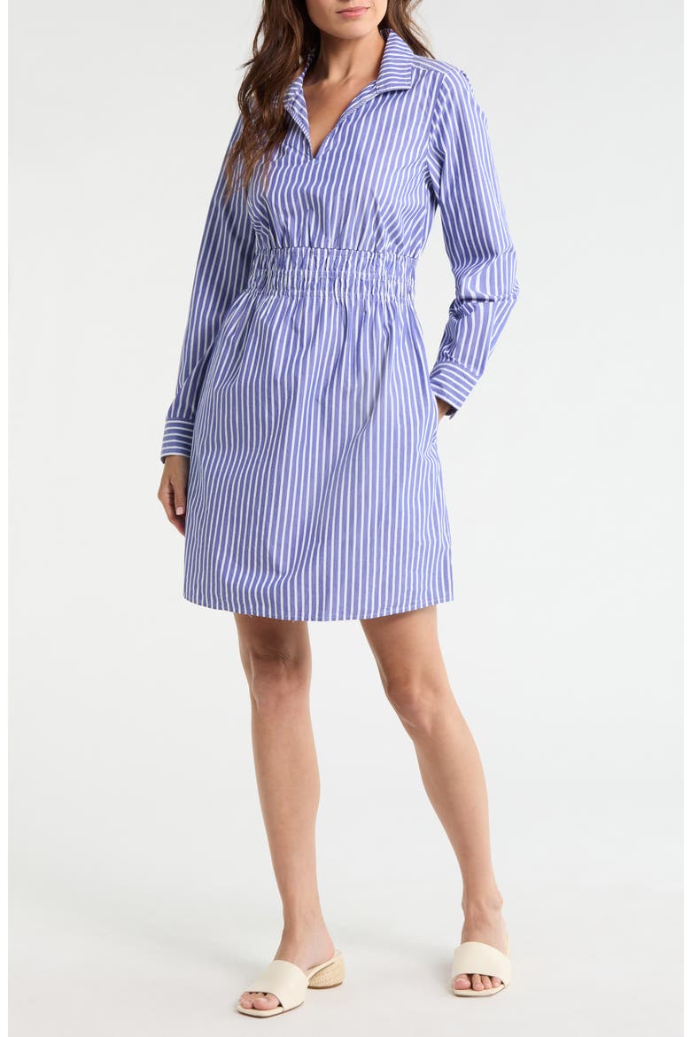 Sunlit Stripe Long Sleeve Shirtdress