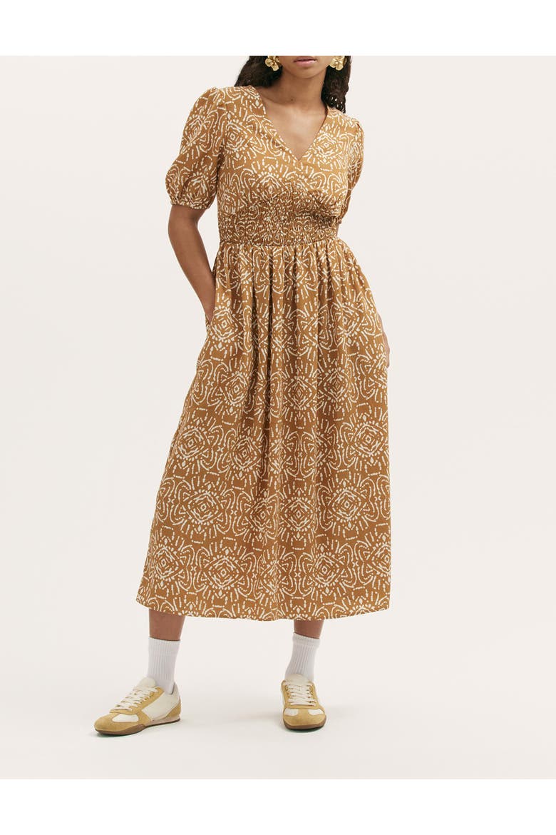 Kiara Printed V-Neck Midi Dress