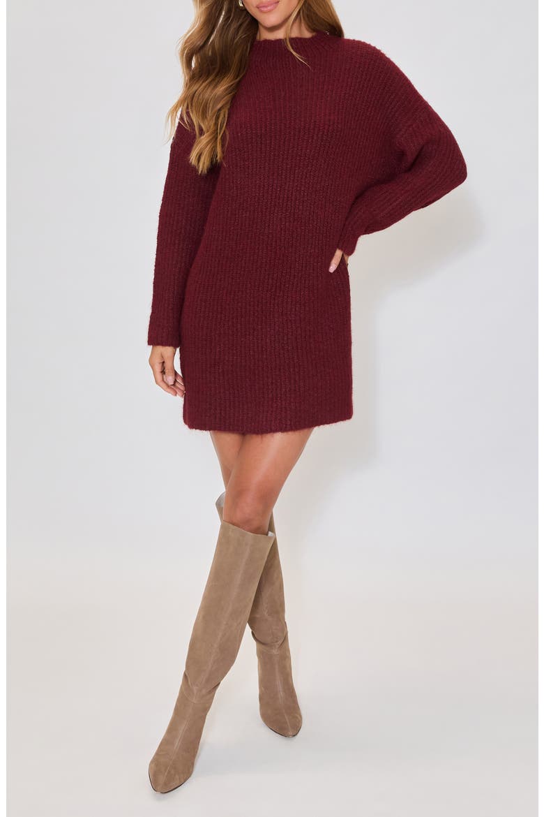 About Town Long Sleeve Rib Sweater Dress