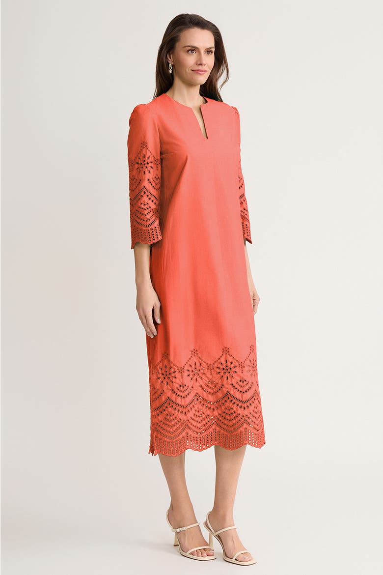 Eyelet Straight Cotton Maxi Dress