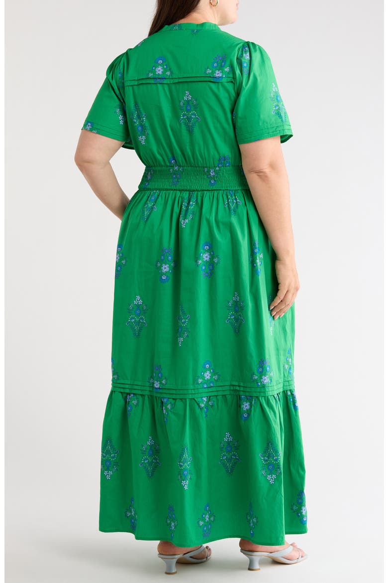 Halina Floral Smocked Waist Cotton Maxi Dress