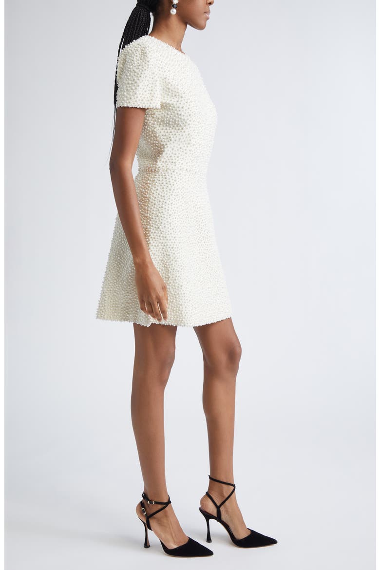 Faux Pearl Embellished A-Line Minidress