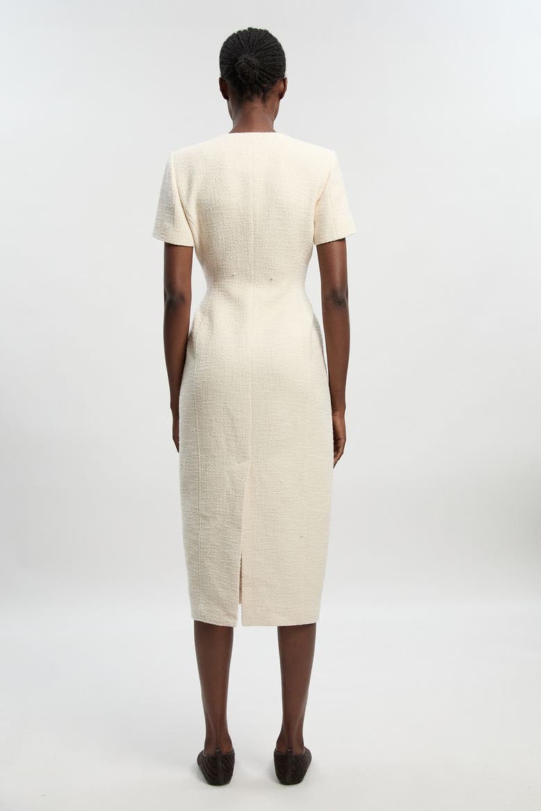 Textured Tweed Tailored Midi Dress