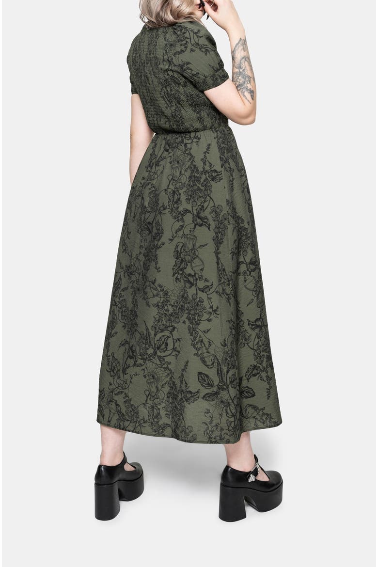 Orla Foxglove Print Shirred Midaxi Dress