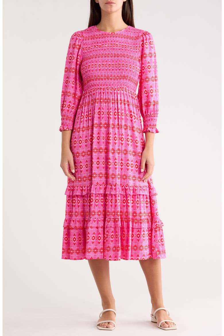 Mirany Ikat Ludlow Smocked Midi Dress